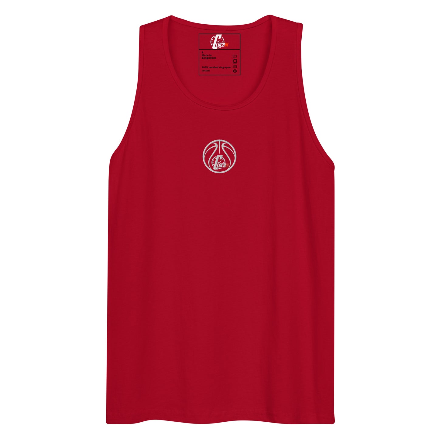 CLOCKIN Hoops Embroidered premium tank top